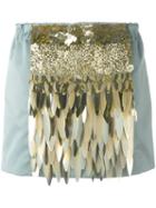 No21 Sequin Embellished Mini Skirt, Women's, Size: 42, Blue, Polyester/pvc/viscose