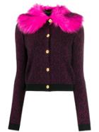 Versace Faux Fur Trim Cardigan - Black