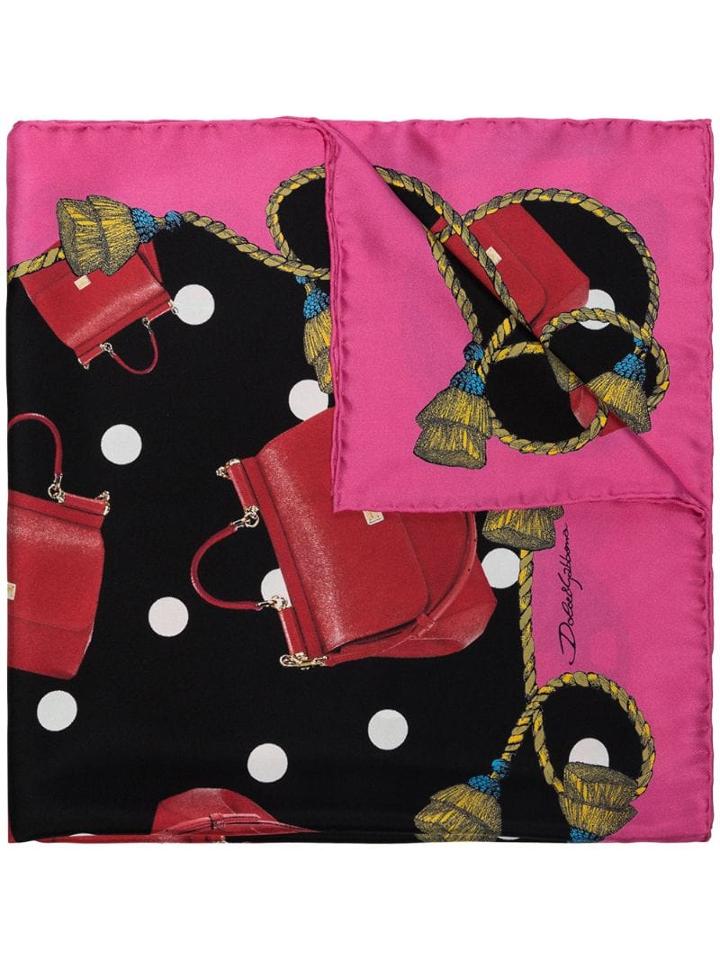 Dolce & Gabbana Handbag Polka-dot Print Scarf - Pink