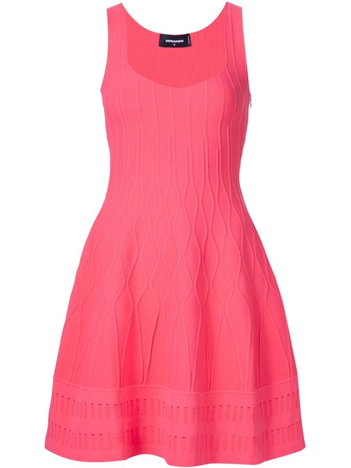 Dsquared2 Patterned Knit Flared Dress - Pink & Purple