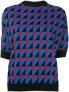 Marni Geometric Pattern Knit Top, Women's, Size: 46, Blue, Polyamide/virgin Wool