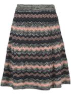 M Missoni Striped A-line Skirt - Blue