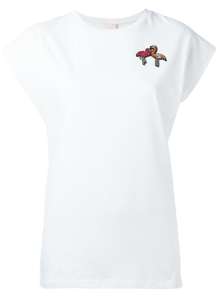 Giamba Flamingo Patch T-shirt, Women's, Size: 38, White, Cotton