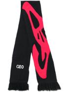 Geo Logo Fringe Trim Scarf - Black