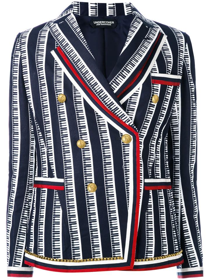 Undercover - Double Breasted Piano Jacket - Women - Cotton/linen/flax/cupro - Iii, Blue, Cotton/linen/flax/cupro
