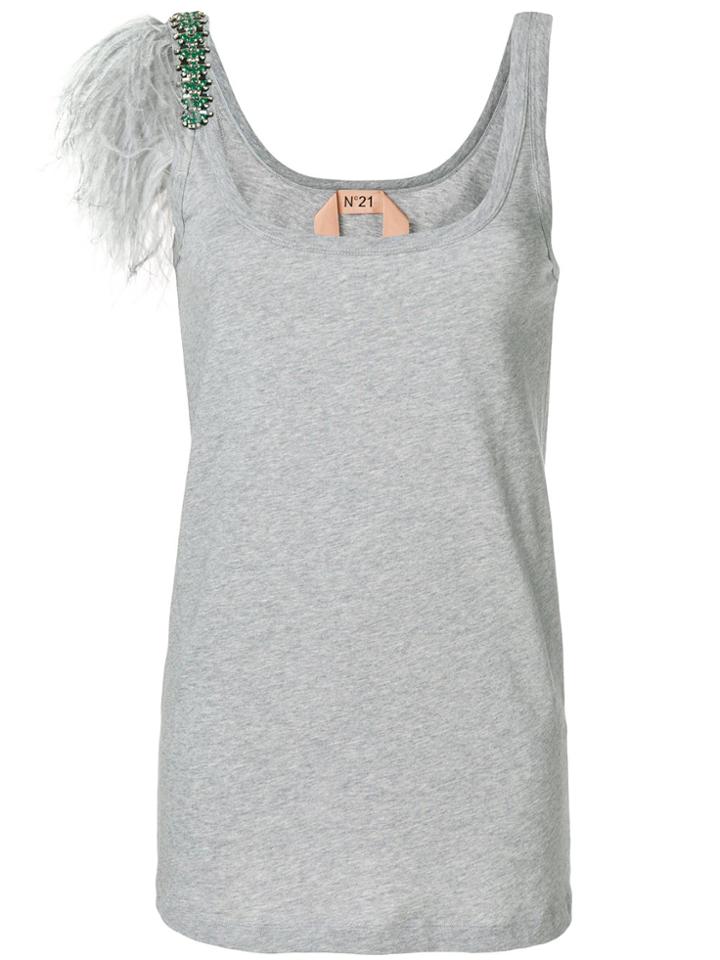 No21 Embellished Sleeve Tank Top - Grey