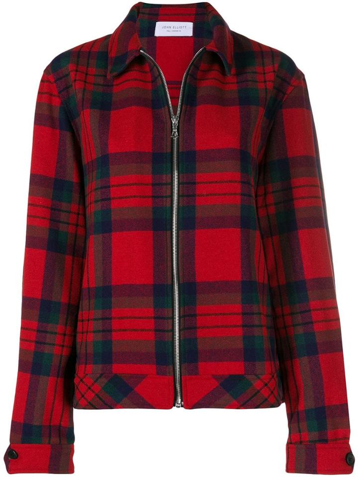 John Elliott Plaid Zipped Jacket - Red