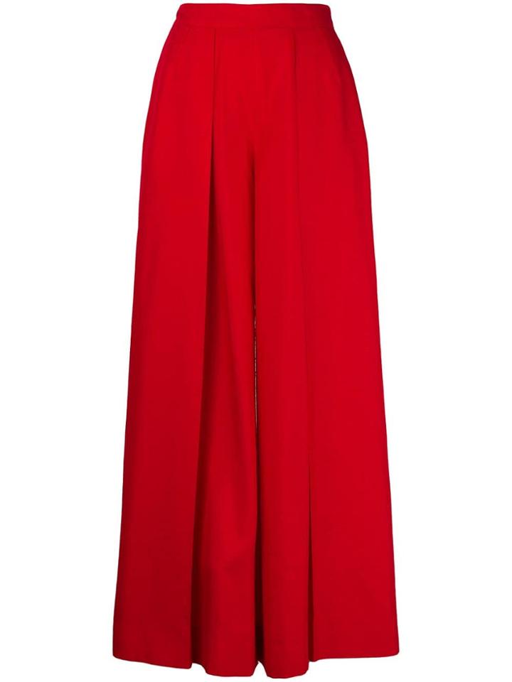 Talbot Runhof Creased Palazzo Trousers - Red