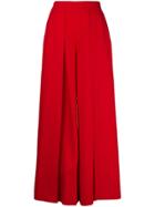 Talbot Runhof Creased Palazzo Trousers - Red