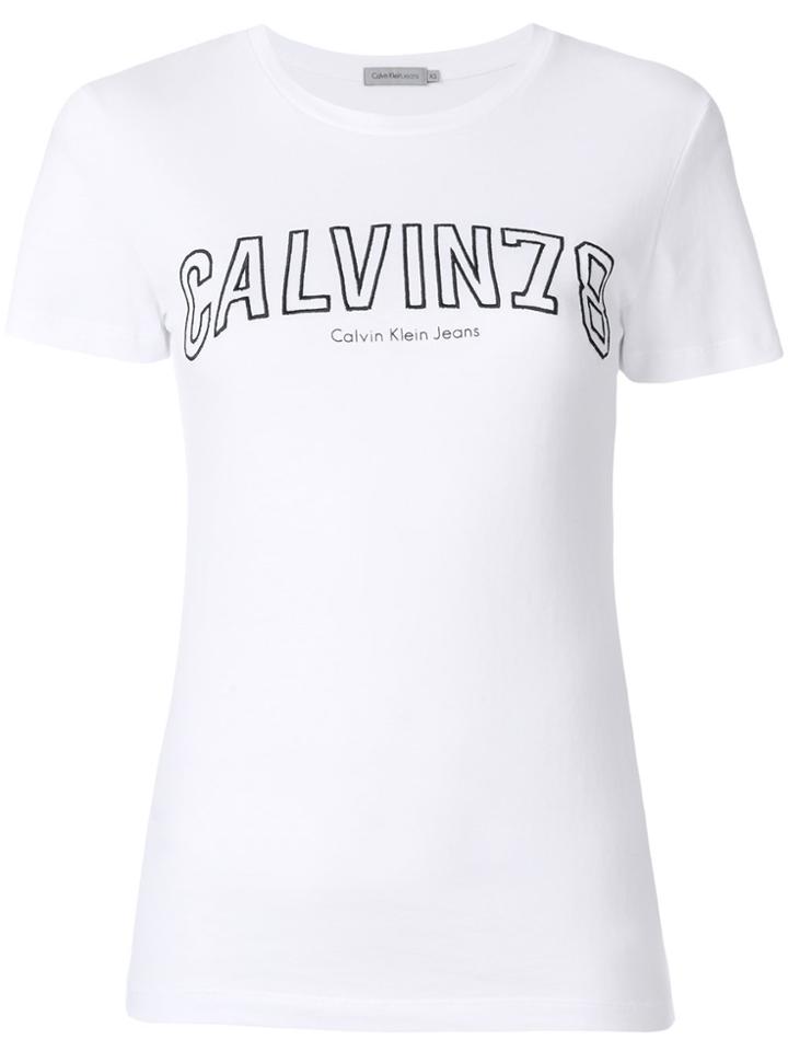 Calvin Klein Jeans Logo-embroidered Knitted Top - White