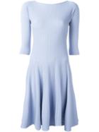 Emporio Armani Boat Neck Ribbed Dress, Women's, Size: 36, Blue, Polyester/viscose