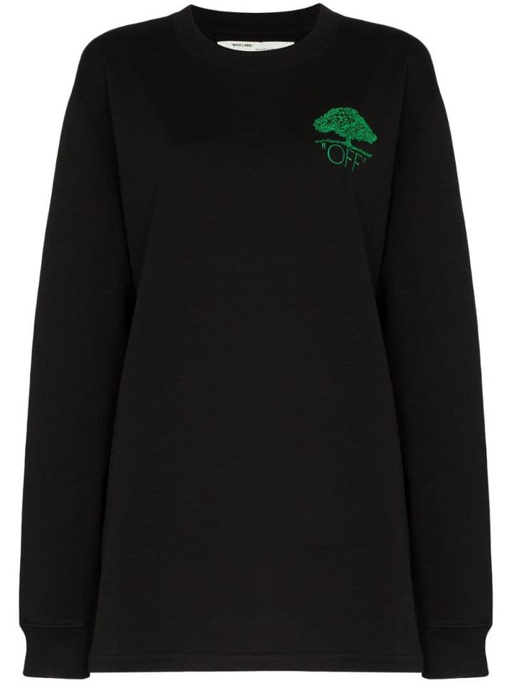 Off-white Tree Logo Embroidered Sweatshirt Dress - Black