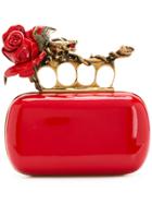 Alexander Mcqueen Knuckle Clasp Box Clutch - Red