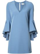Milly Frill Sleeve Mini Dress, Women's, Size: 12, Blue, Polyester/spandex/elastane
