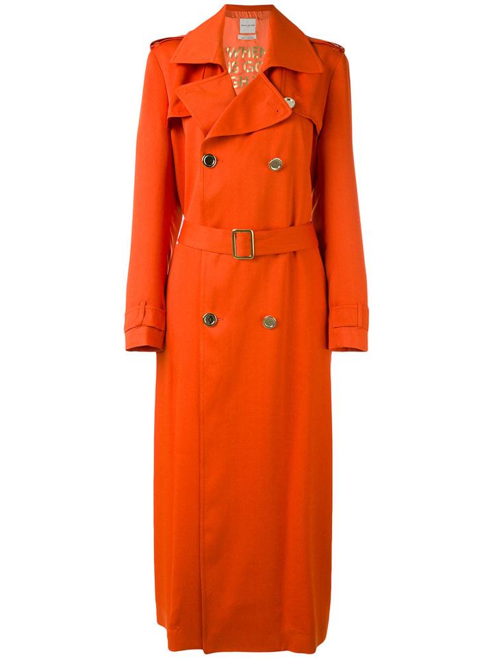 Each X Other - Long Poetry Printed Trench Coat - Women - Acetate/viscose - M, Yellow/orange, Acetate/viscose