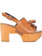 Robert Clergerie Clara Sandals, Women's, Size: 38.5, Brown, Calf Leather/rubber