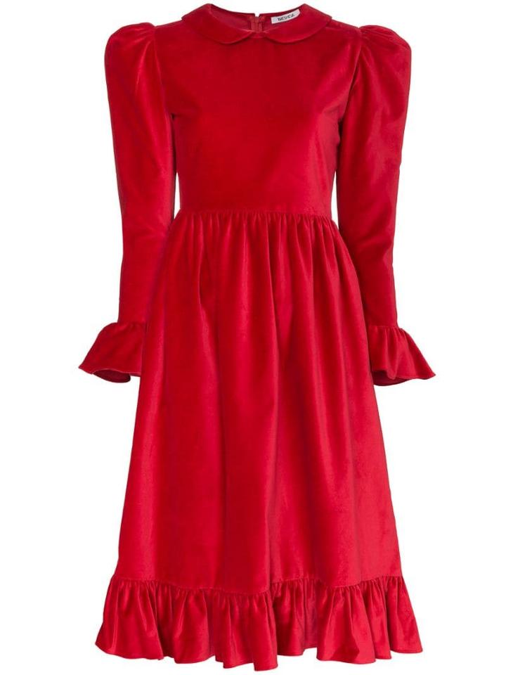 Batsheva Peter Pan Collar Dress - Red