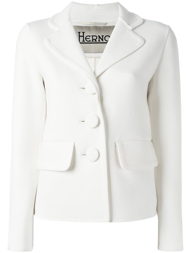 Herno Three-button Blazer, Size: 44, White, Spandex/elastane/viscose/virgin Wool