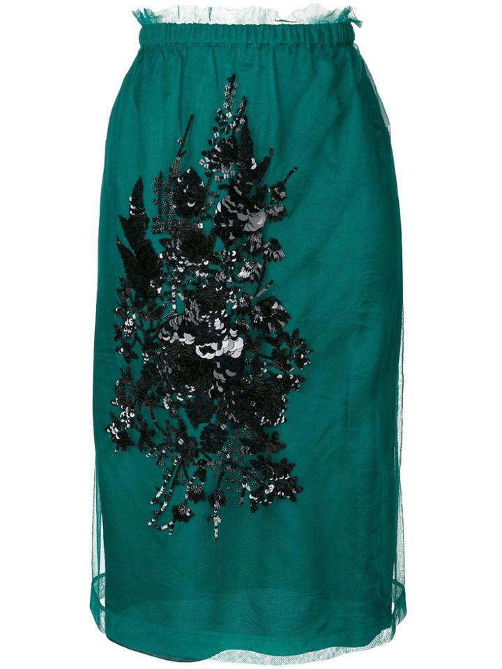 No21 Embellished Midi Skirt - Green