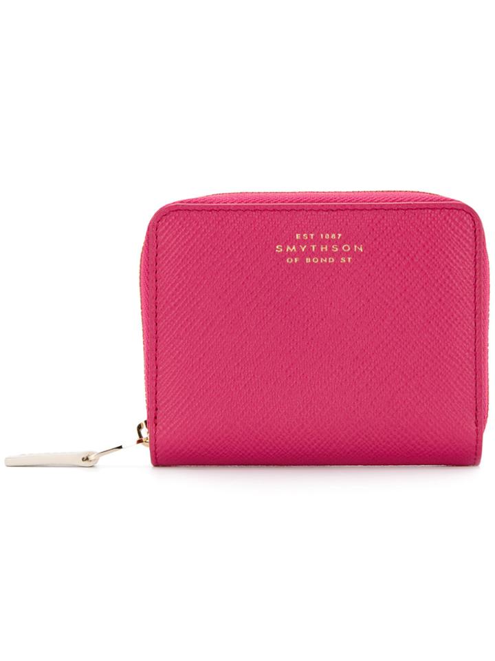 Smythson Panama Coin Purse - Pink & Purple