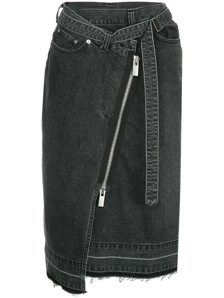 Sacai Asymmetric Zipped Skirt - Grey