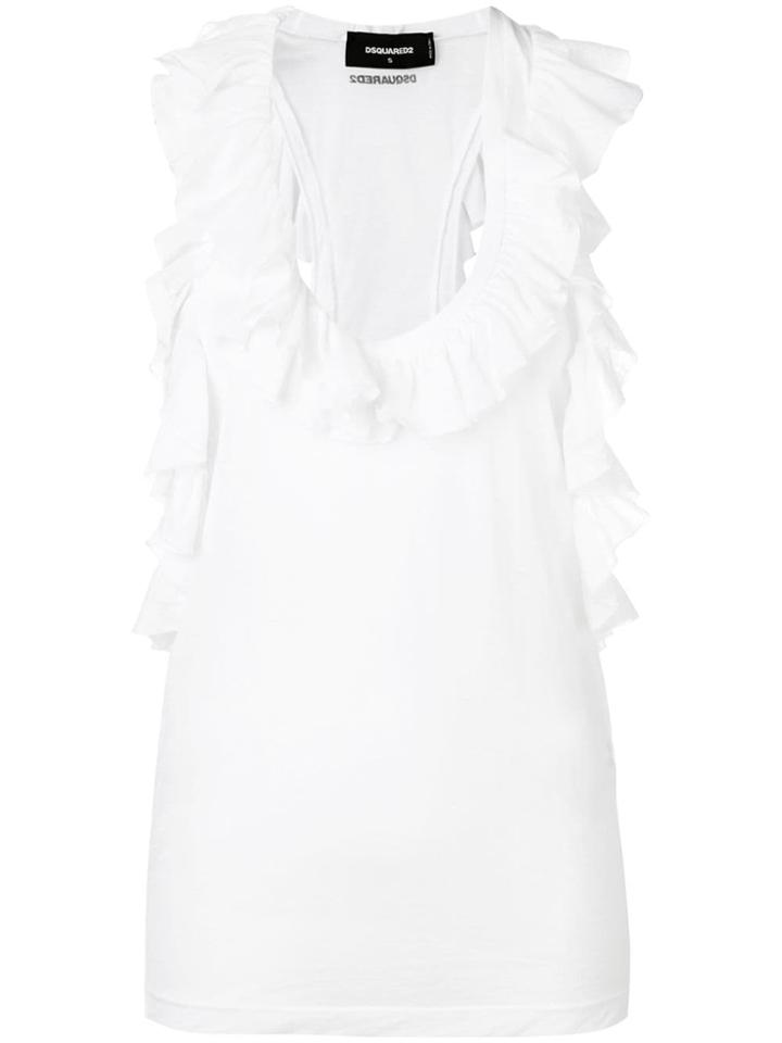 Dsquared2 Ruffled Vest Top - White