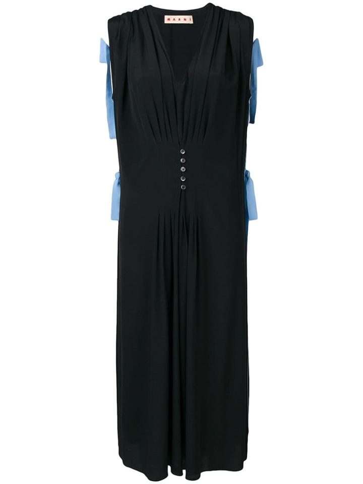 Marni Ruched Detail Long Dress - Black