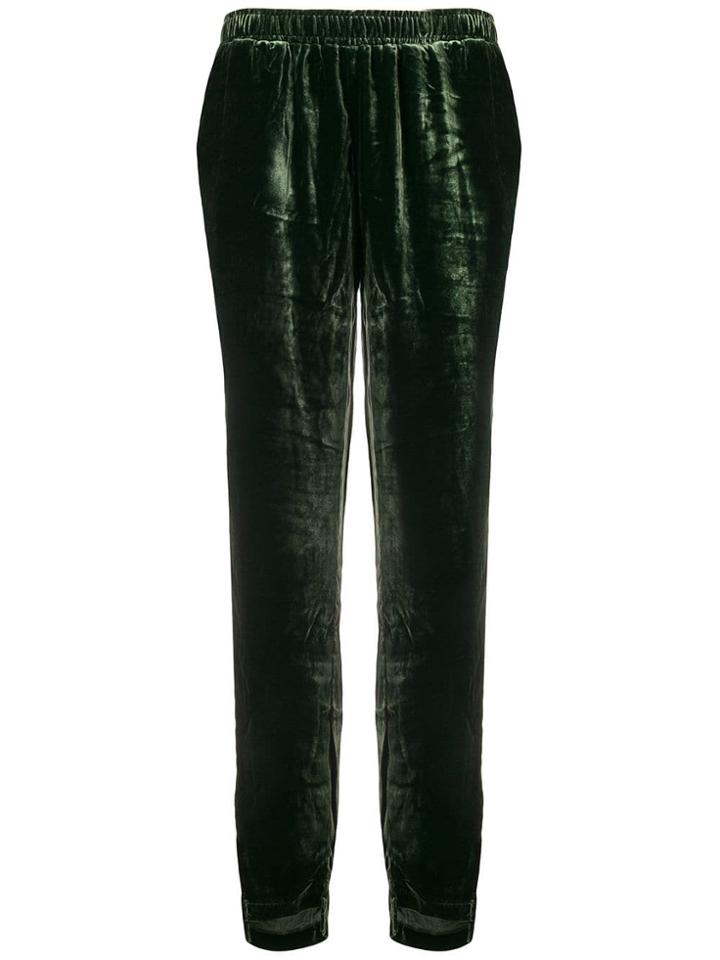 Gold Hawk Velvet Track Trousers - Green