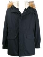 Sandro Paris Faux-fur Trimmed Parka Coat - Blue