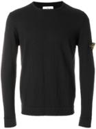 Stone Island Logo Patch Thin Sweater - Black