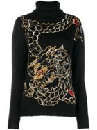 P.a.r.o.s.h. Sequin Embellished Dragon Sweater - Black