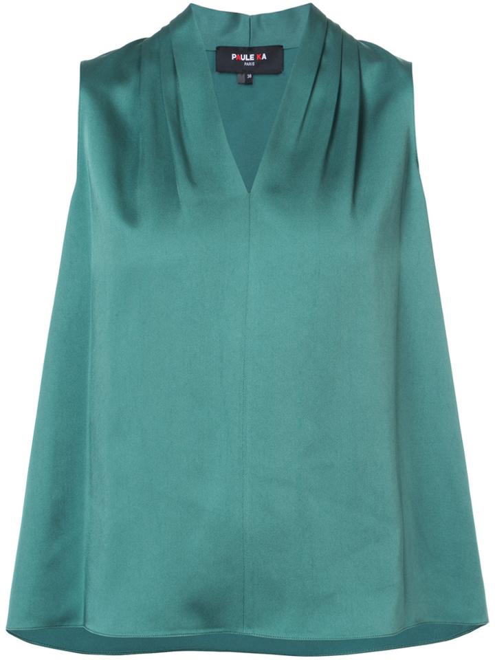 Paule Ka Ruched V-neck Top - Green