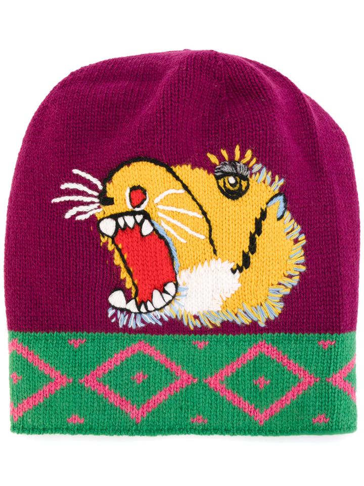 Gucci Roaring Tiger Beanie - Pink & Purple