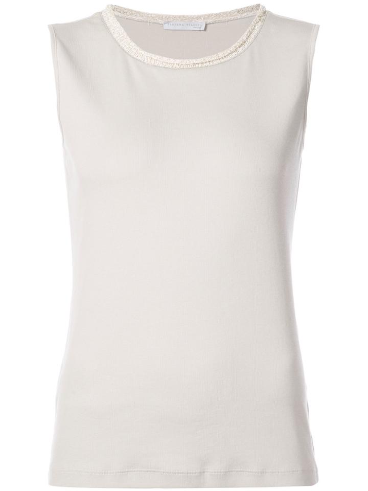 Fabiana Filippi Knitted Trim Tank - Nude & Neutrals