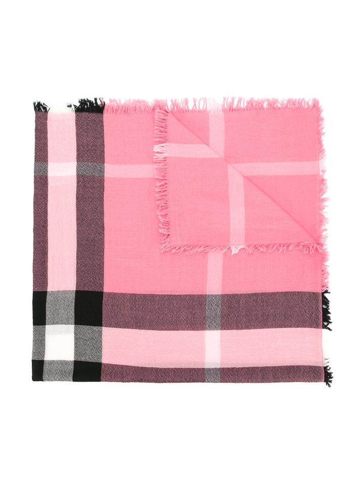 Burberry Kids Check Scarf, Boy's, Pink/purple