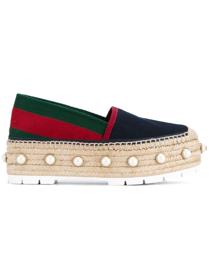 Gucci Embellished Platform Espadrilles - Blue