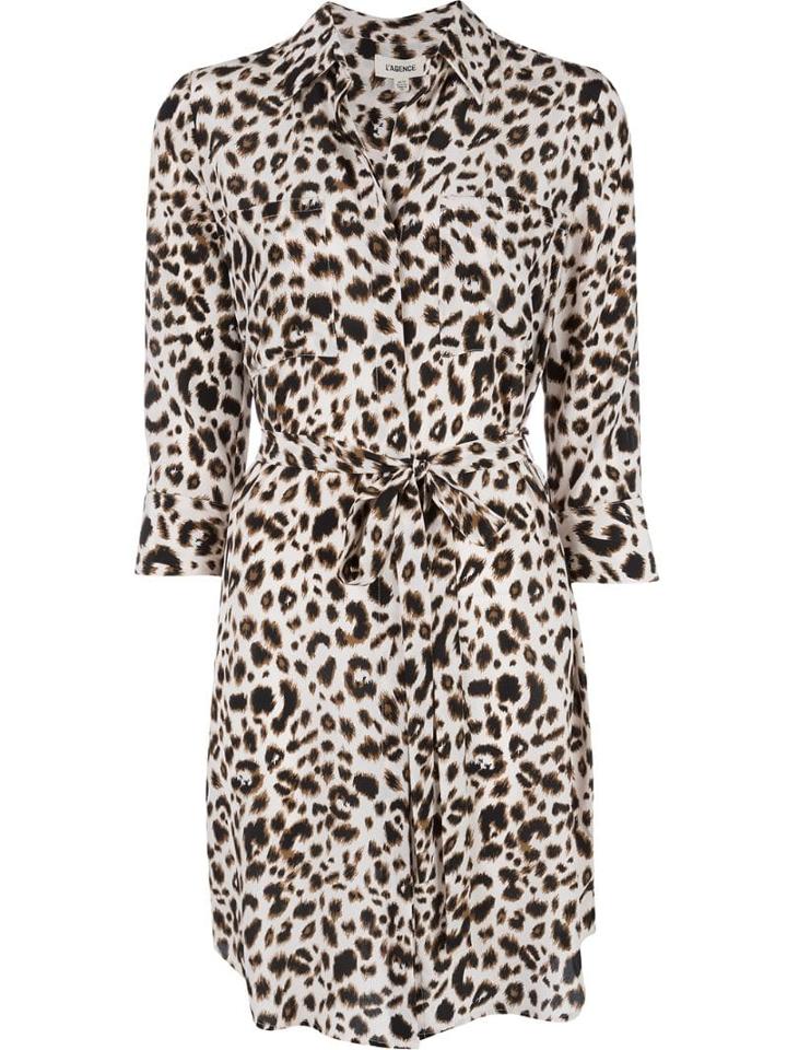 L'agence Leopard Print Shirt Dress - Neutrals