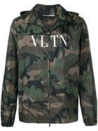 Valentino Hooded Vltn Print Jacket - Green