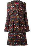Chanel Vintage Woven Bouclé Coat, Women's, Size: 42, Black