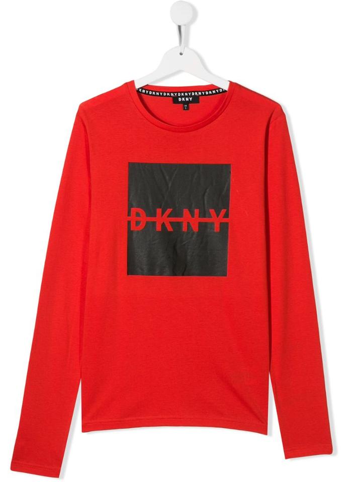 Dkny Kids Teen Logo Print Top - Red