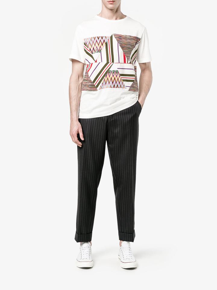 Missoni Print And Stitch T-shirt, Men's, Size: Medium, White, Cotton
