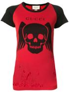 Gucci Ripped Contrast Graphic T-shirt - Red