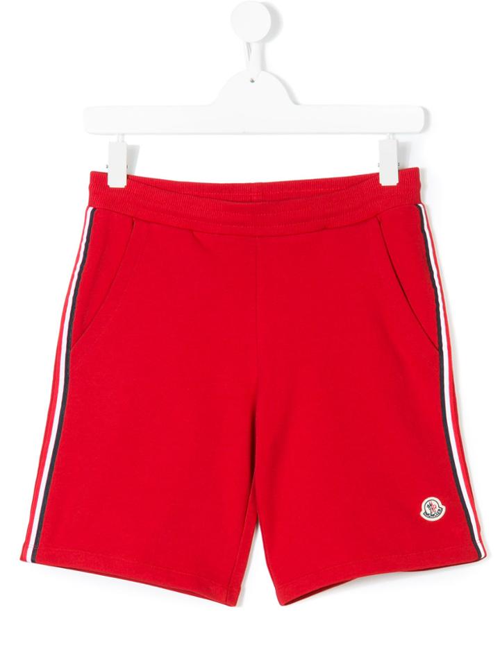 Moncler Kids Logo Patch Track Shorts - Red