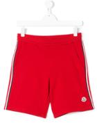 Moncler Kids Logo Patch Track Shorts - Red