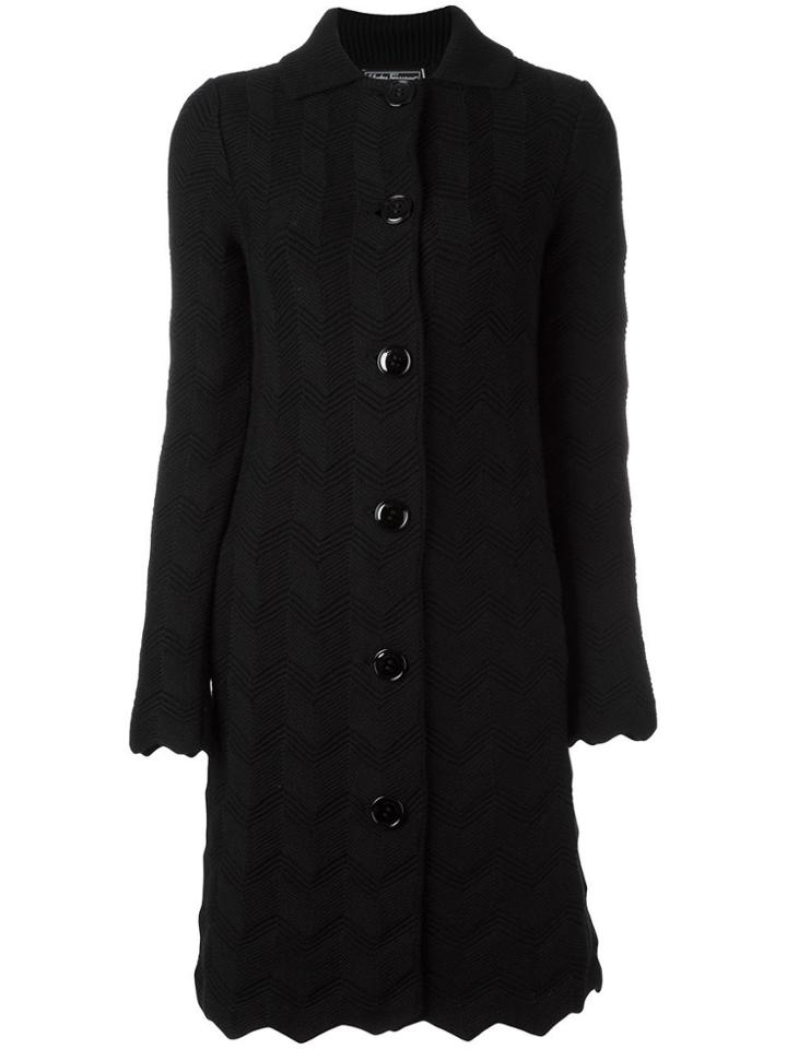 Salvatore Ferragamo Scalloped Cardigan - Black
