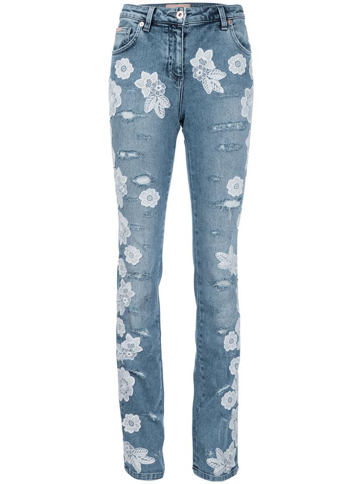 Blumarine Italian Lace Appliqué Jeans - Blue