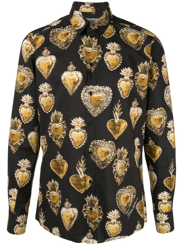 Dolce & Gabbana Sacred Heart-print Shirt - Black