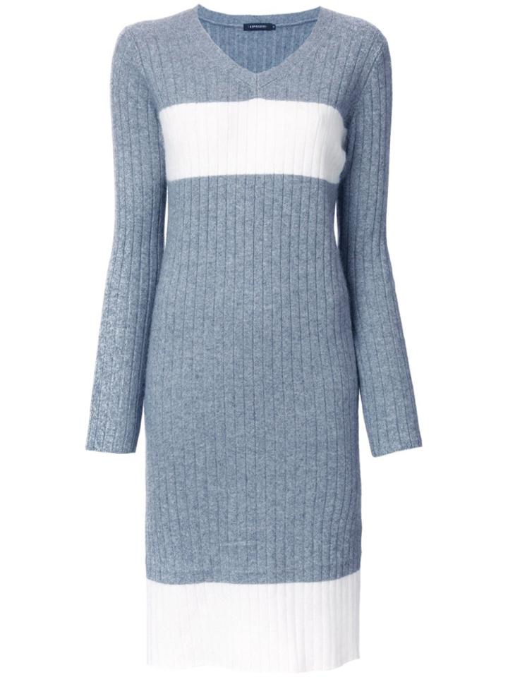 Loveless Knitted V-neck Dress - Grey