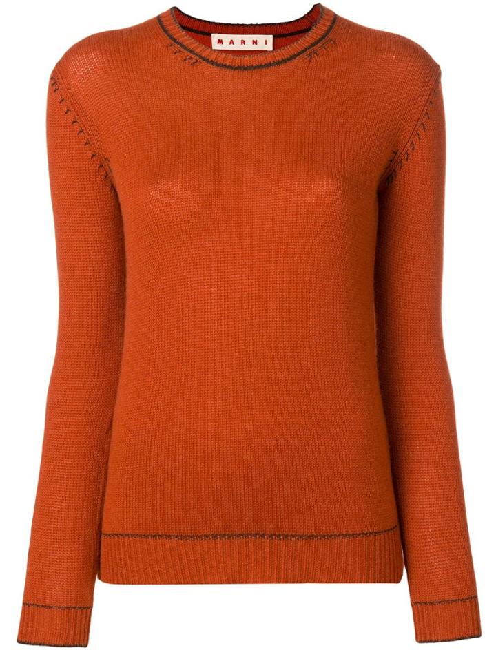 Marni Contrast Stitch Jumper - Orange
