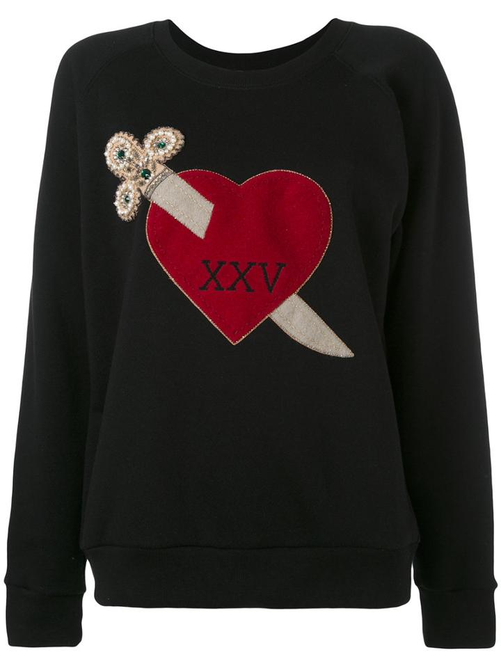 Gucci - Heart Dagger Embroidered Sweatshirt - Women - Cotton/brass/acrylic/glass - M, Black, Cotton/brass/acrylic/glass